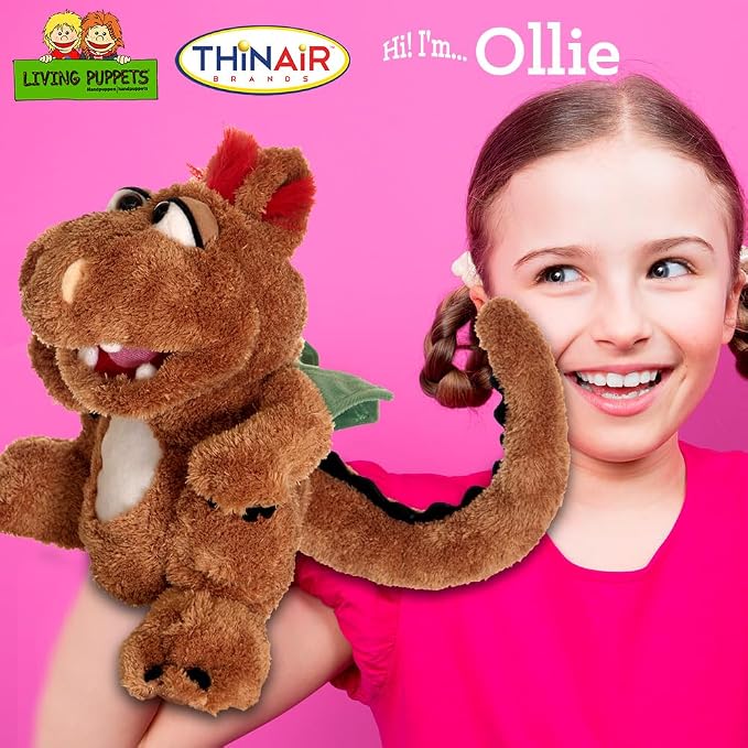 Living Puppets - Ollie the 14-Inch Soft Dragon, Plush Hand Puppet - Image 3