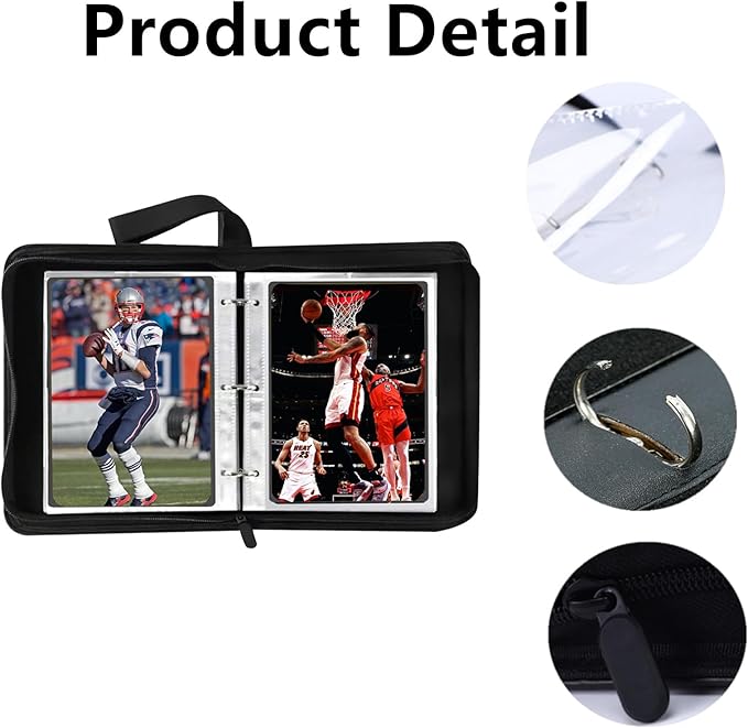 Mini Card Binder, 1-Pocket Super Lightweight Zipper Binder Holds 80+ Trading - Image 5