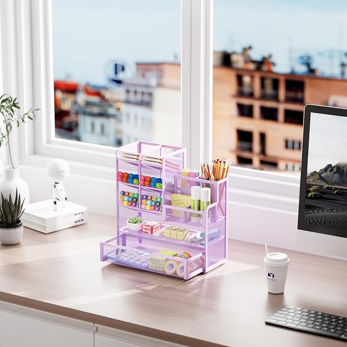 Marbrasse Mesh Pen Holder for Desk, Desk Organizers and Accessories for Office - Image 5