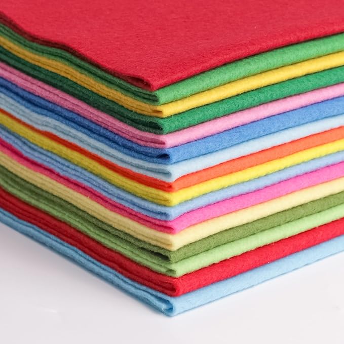 16 Pcs 8x18in Soft Felt Fabric Sheets, 16 Assorted Neon Colors Felt Pack by Unknown