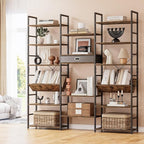 NUMENN Bookcases and Bookshelves Triple Wide 6 Tier Bookshelf, Large Etagere by NUMENN