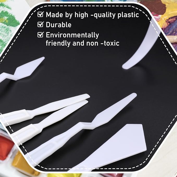 30 Pcs Paint Spatula Tools Plastic Painting Palette Knives White Art Artist - Image 4