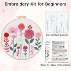 Nuberlic Embroidery Kit for Beginners -Floral Easy Embroidery Kits for Adults - Image 4
