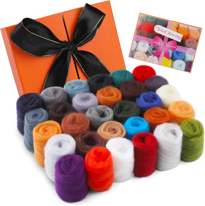 Mayboos 30 Colors Wool Roving for Needle Felting, Needle Felting Wool, DIY Wool by Mayboos