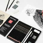 21pc Drawing Sketching Pencil Set Graphite 14B-5H & Charcoal Pencils | - Image 4