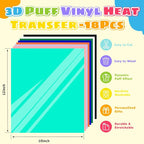 Puff Vinyl Heat Transfer-18 Pcs Puff HTV Heat Transfer Vinyl Sheets Assorted - Image 4