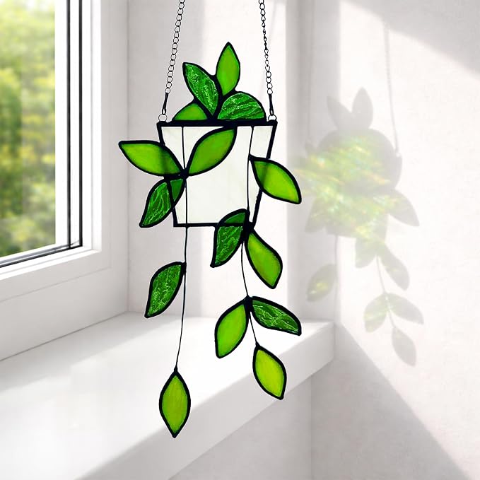 Plant Stained Glass, Stained Glass Window Hanging, Real Handmade Suncatcher - Image 2