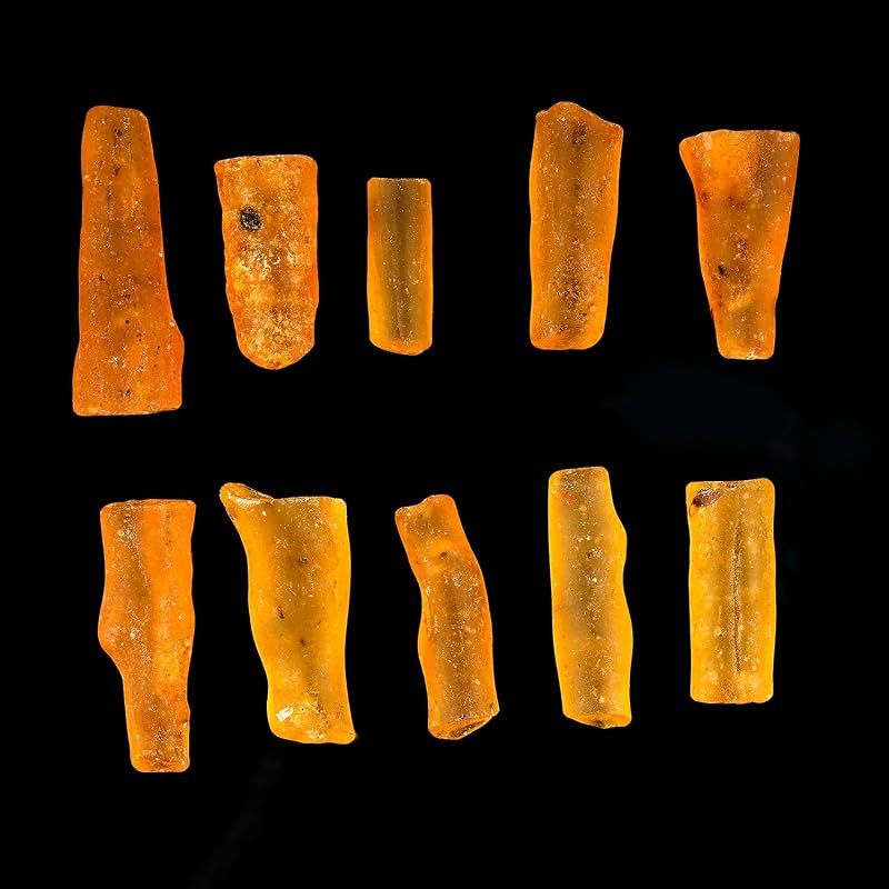 ColouredRocks 5pcs Real Amber Crystals, Raw Pipe Stones, Rough Gemstones - Image 2
