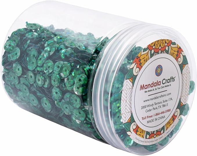 Mandala Crafts 6mm Cup Holographic Emerald Sequins - Image 4