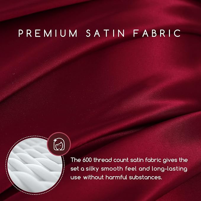 MR&HM Satin Bed Sheets, King Size Sheets Set - Image 3