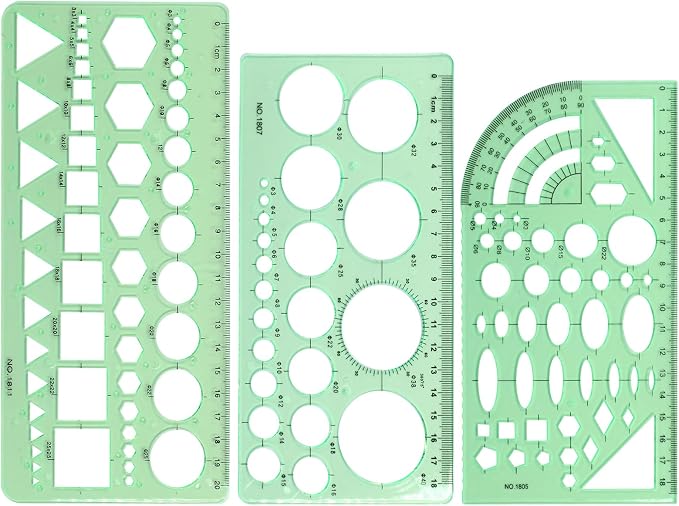 Circle Template Clear Green Plastic Drafting Set Style3 | Scale Drafting by Unlorspy