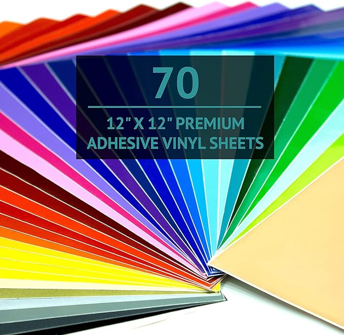 Bright Idea Permanent Vinyl, 70 Pack 12 "x 12" Vinyl Sheets Compatible by Bright+Idea+Supplies+