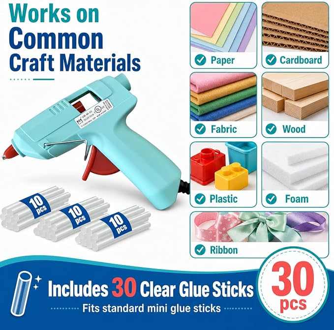 Mini Hot Glue Gun Kit with 30 Glue Sticks and Carrying Case, 15W Fast - Image 5