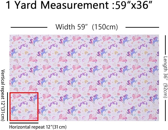 Dreamy Purple Unicorn Fabric by The Yard, Cartoon Stars Moon DIY Art Fabric - Image 2