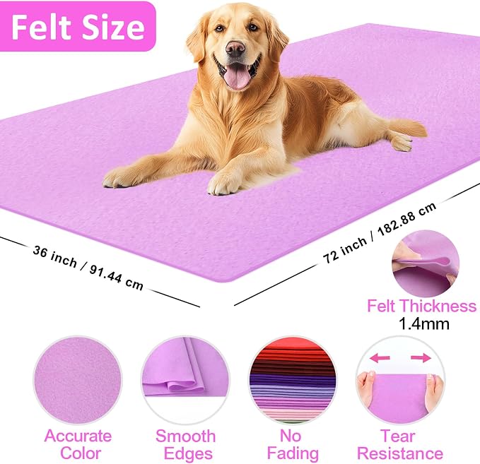 XSEINO Light Purple Large Felt Fabric 72" X 36 ", 1.4 mm Thick Soft Felt Fabric - Image 2
