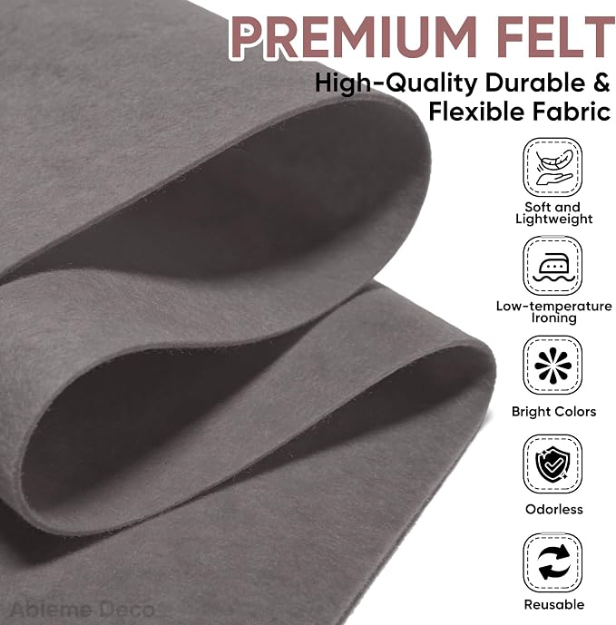 Soft Felt Fabric Sheet 18" x 36", 1.6mm Acrylic Craft Felt, Dark Gray | Soft - Image 2