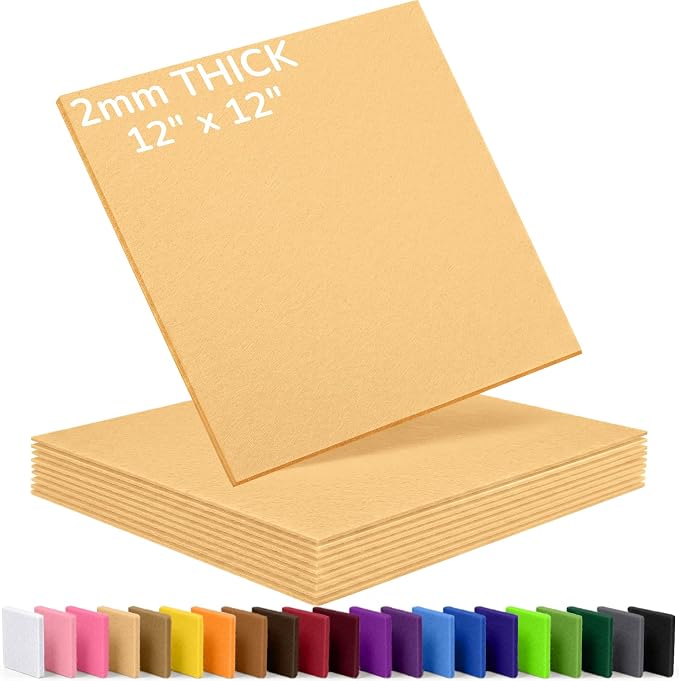 2mm Stiff Felt Sheets 12" X 12" | Thick Polyester Felt Material, DIY Craft by Luceinvita