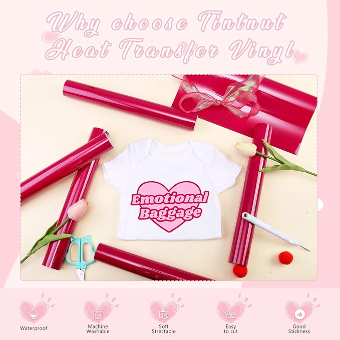 Tintnut Love Potion Red Heat Transfer Vinyl, easy cut & weed, stretch washable - Image 3