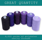 BlesSew Sewing Thread in Purple Color Tones – 6 Spools of Polyester Thread - Image 2