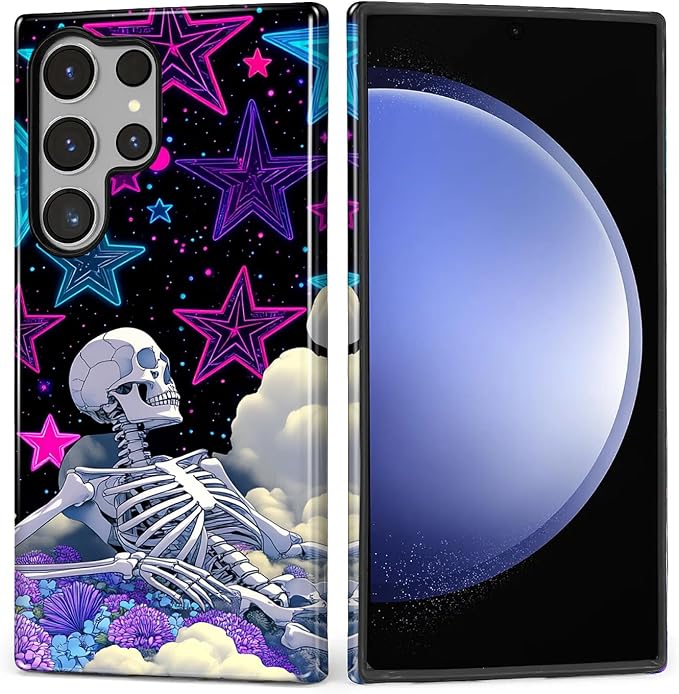 for Samsung Galaxy S24 Ultra Case, Skull Star Collage Pattern Glossy 2 in 1 - Image 3