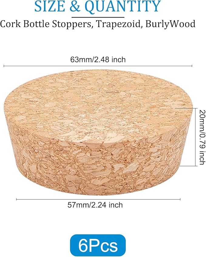 BENECREAT Wooden Cork Bottle Stoppers, 2.2inch Diameter, Wooden Wine Bottle - Image 2