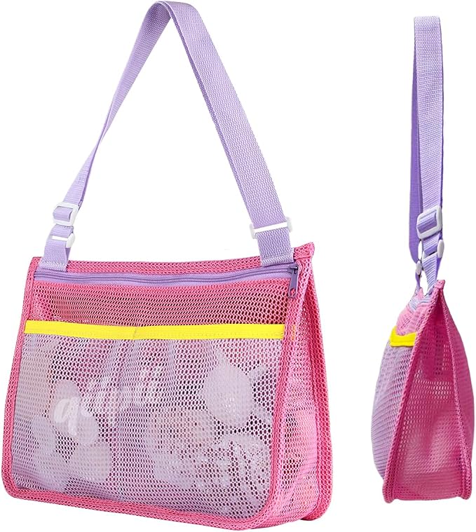 qiipii 1 Pack Beach Mesh Bag Shell Collecting Bag Beach Sand Toy Bags by qiipii