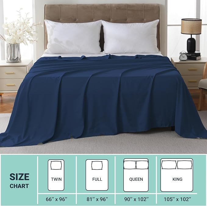 ZPECC Full Flat Sheet Only 1 Pack, Durable Navy Top Bed Sheets Hypoallergenic - Image 5