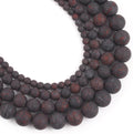 36pcs Natural Matte Red Flower Gemstone Beads，10mm Frosted Round Loose Stone by Yochus