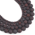 36pcs Natural Matte Red Flower Gemstone Beads，10mm Frosted Round Loose Stone by Yochus