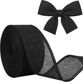 Black Burlap Ribbon 1-1/2 inch X 10 Yard Black Linen Wired Ribbon | Natural by JaoZuyard