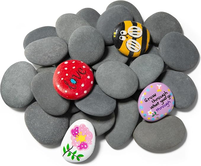 Simetufy 25 Pcs Rocks for Painting, Flat & Smooth Stones to Paint, Hand Picked by Simetufy