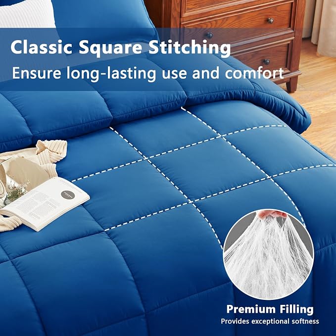 CozyLux Twin/Twin XL Comforter Set Classic Blue - Image 2