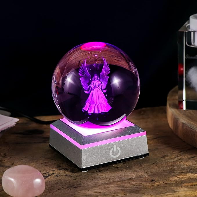 Ornalrist 3D Guardian Angel Figurines K9 Crystal Ball - Image 2