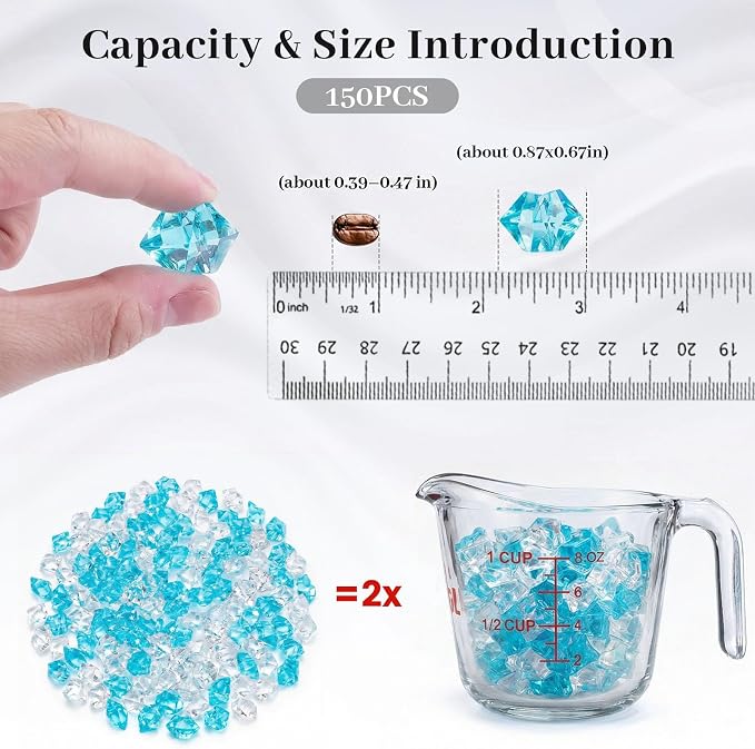 DOMESTAR Mixed Blue and Clear Fake Ice, Fish Tanks Decor Table Scatter DIY - Image 2