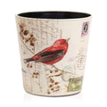 PU Leather Small Trash Can Wastebasket, Round Garbage Container Basket for Bathrooms, Laundry Room, Kitchens, Offices, Kids Rooms, Bedrooms,Dorms,Home Decorative Art Bin, 2.9 Gallon(Bird Design)