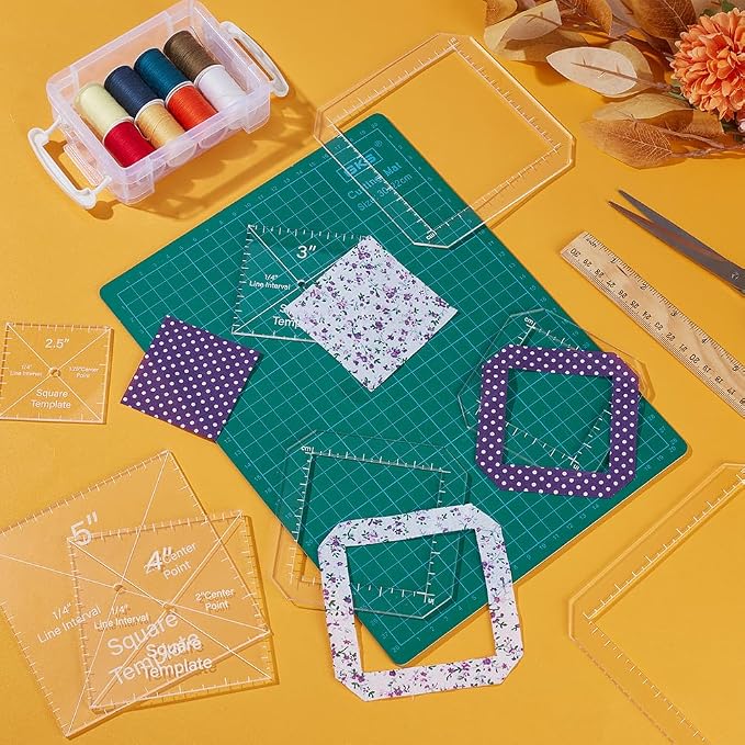 BENECREAT 8pcs Square Quilting Template, 2.5/3/ 4/ 5inch Acrylic DIY Quilt - Image 4