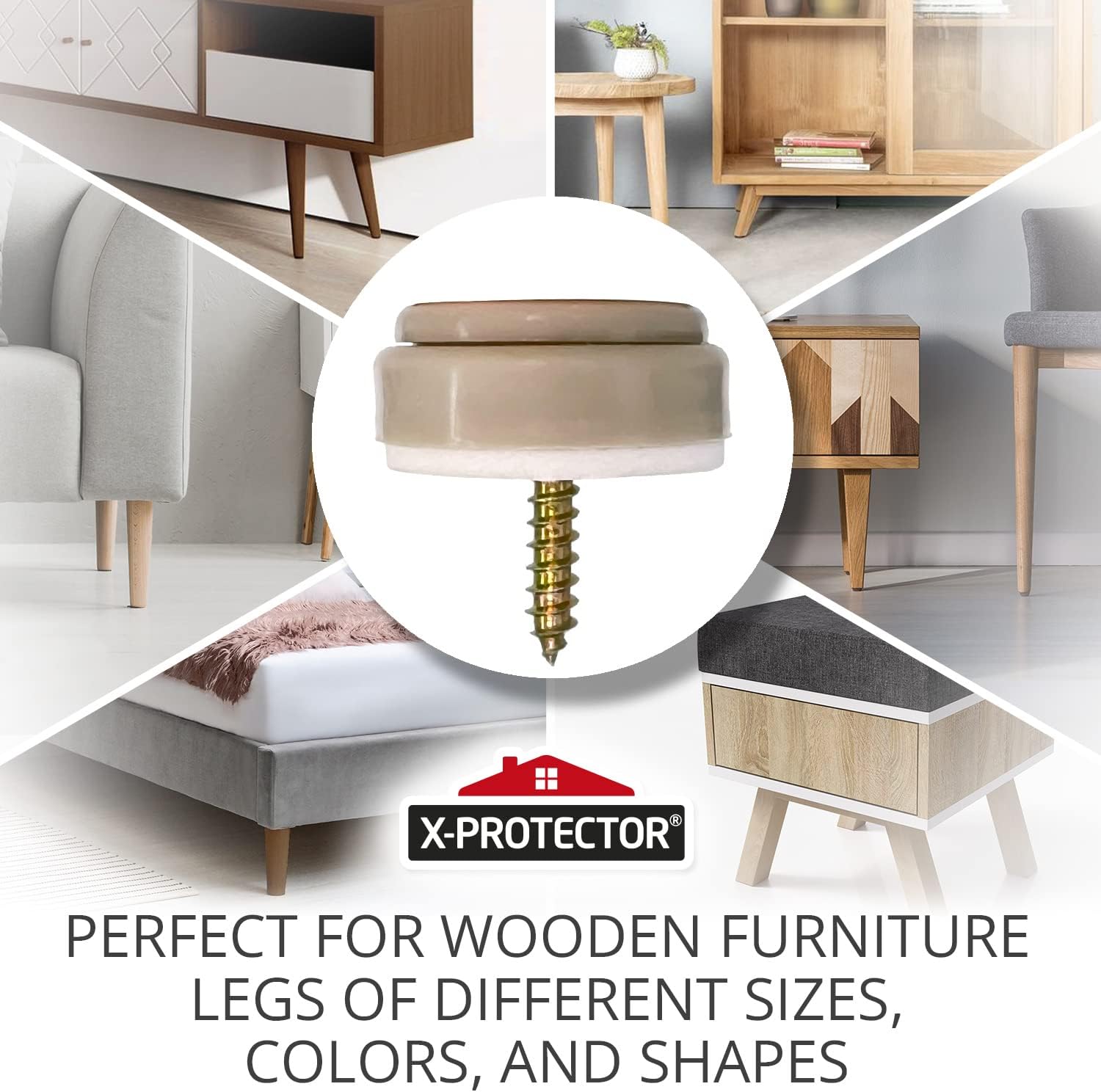 Chair Glides X-PROTECTOR – 16 PCS 1" Furniture Glides – Screw-On Chair Sliders – Premium Chair Leg Floor Protectors – Slide Furniture Effortlessly on All Floor Types with Small Furniture Sliders!