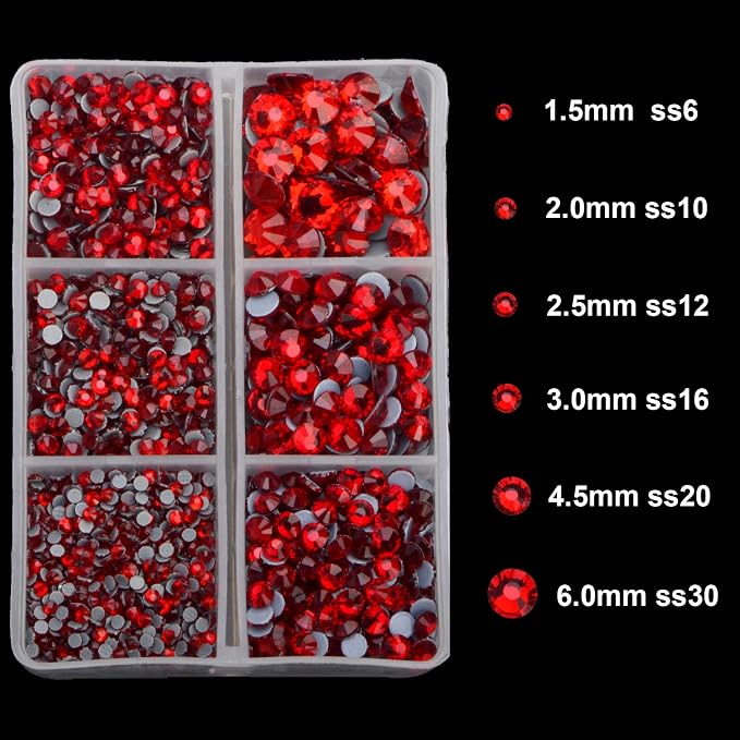 4000pcs Mixed Size Hot Fix Round Crystals Gems Glass Stones Hotfix Flat Back - Image 3