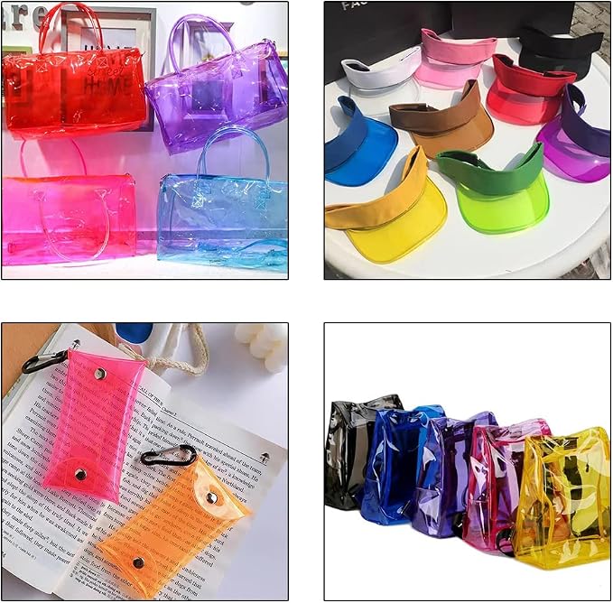 30x135cm Transparent PVC Vinyl, 0.4mm Neon Solid Color Waterproof Fabric Super - Image 5