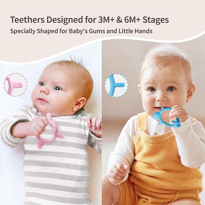 Pigeon Silicone Baby Teether – Multi-Textured Teething Relief Toys, Lightweight & Easy to Grasp, 3+ Months (Green Bear, 1 Count)