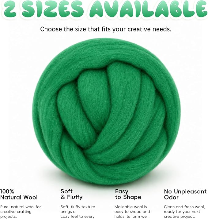 3.53oz Wool Roving: Needle Felting Wool White Roving Wool Felting Supplies Pure - Image 8