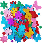Glitter Foam Flower and Butterfly Shapes Stickers, Self-Adhesive Stickers Kid's by TTSAM