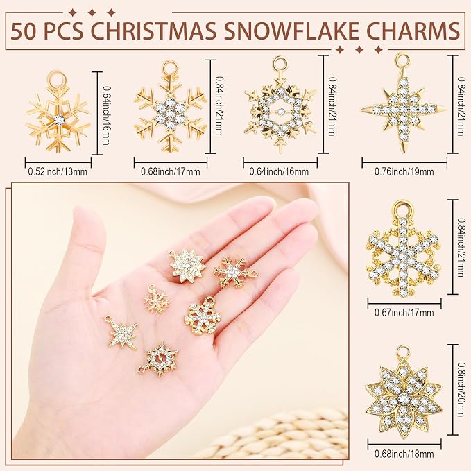 Landical 50 Pcs Winter Snowflake Charms - Image 2
