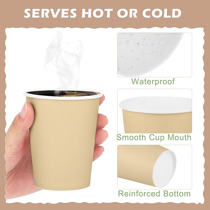 URATOT 60 Pieces 9 Ounce Brown Paper Cups Gradient Color Disposable Coffee Cups Party Cups Beverage Drinking Cups for Party, DIY and Holiday Party Supplies