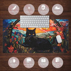 Mechanical Cattle Black Cat Desk Mat Vintage Sunset XXL Large Mouse Pad Laptop - Image 6
