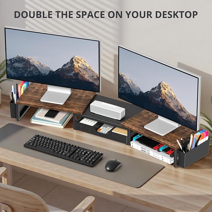 OPNICE Desk Organizers and Accessories, Dual Monitor Stand Riser - Image 3