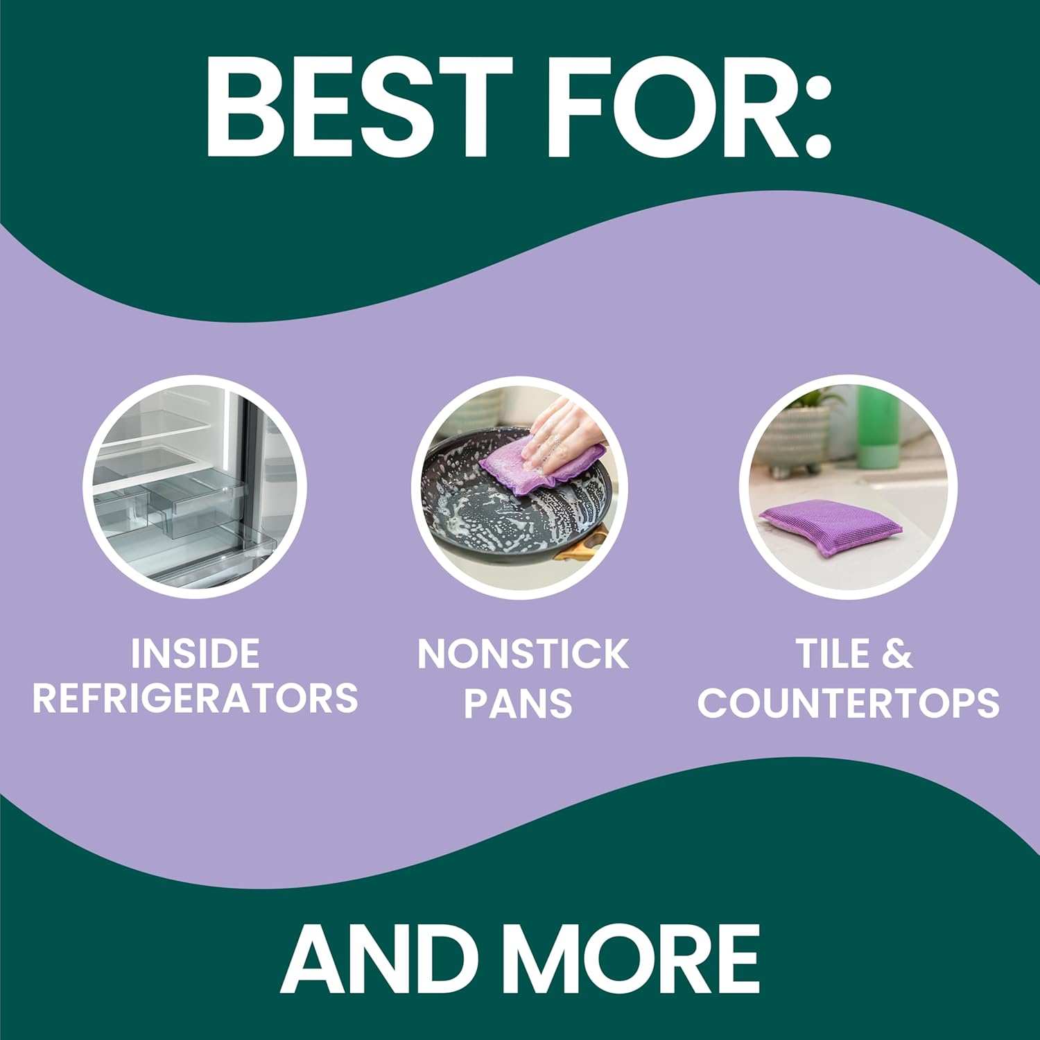 Scotch-Brite Stay Clean Scrubber Pads, Non-Scratch Dish Sponges for Kitchen Cleaning, 12 Count, Rinses Clean, Odor-Resistant, Safe on Non-Stick Cookware, Pots, Pans, and Glassware