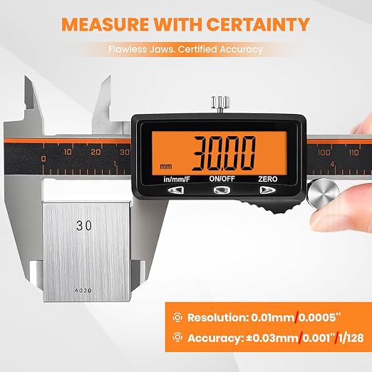 HARDELL Digital Caliper 8" USB-C Charging – Orange Display, Non-Backlit | - Image 5