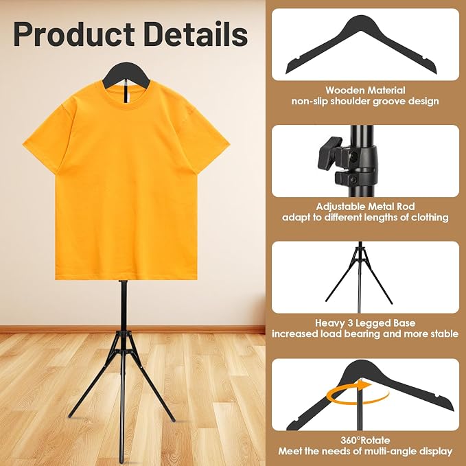 Adjustable Shirt Display Stand 32-63 Inch, Foldable Clothing Display Stand - Image 3