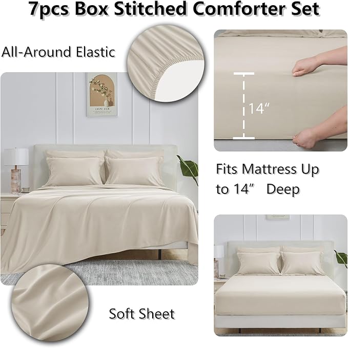 CozyLux King Size Comforter Set Beige - Image 6